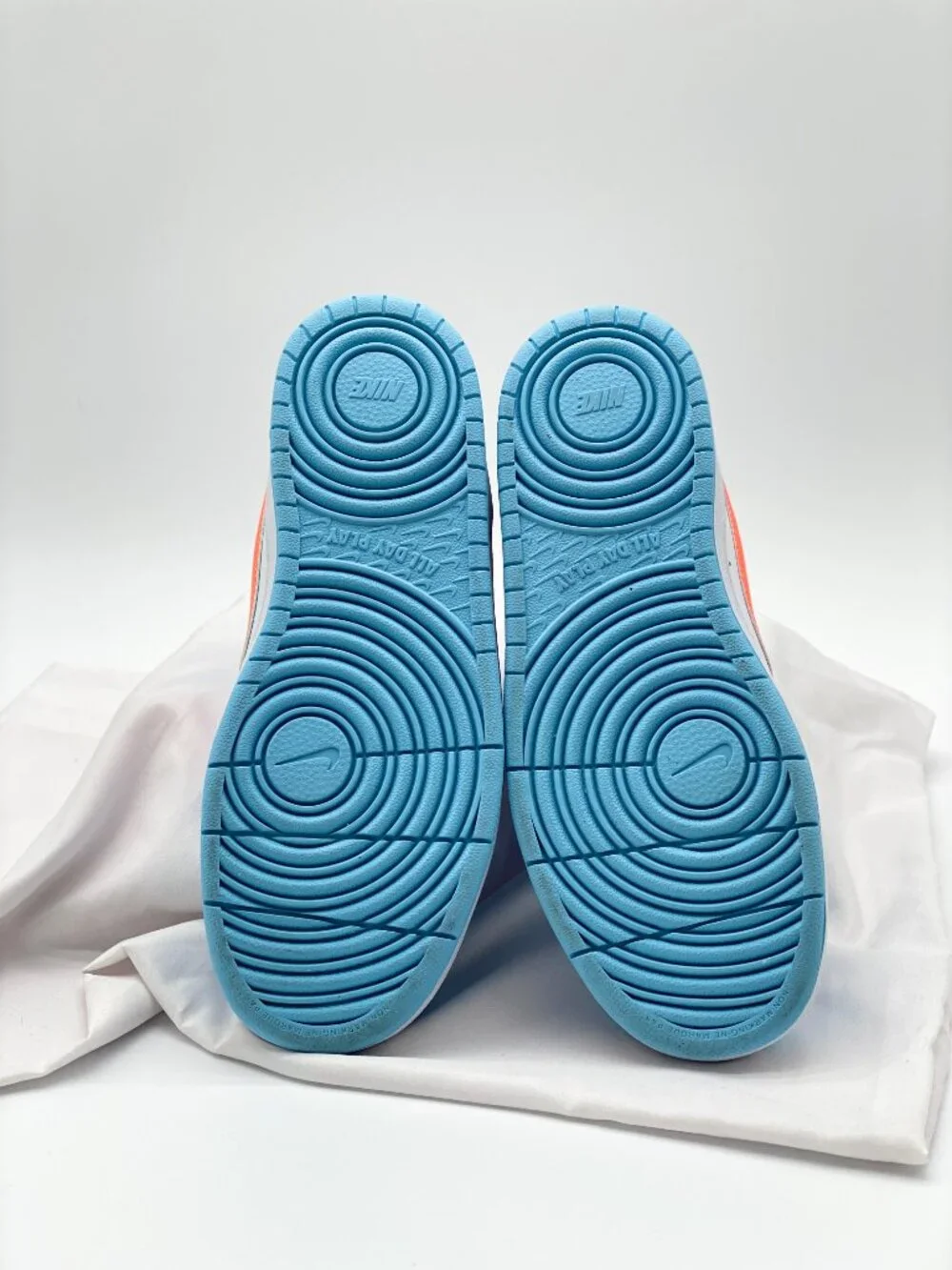 Nike Court Borough Mid 2 Kids Sneakers Aquarius Blue Total Orange 6Y - Picture 6 of 8